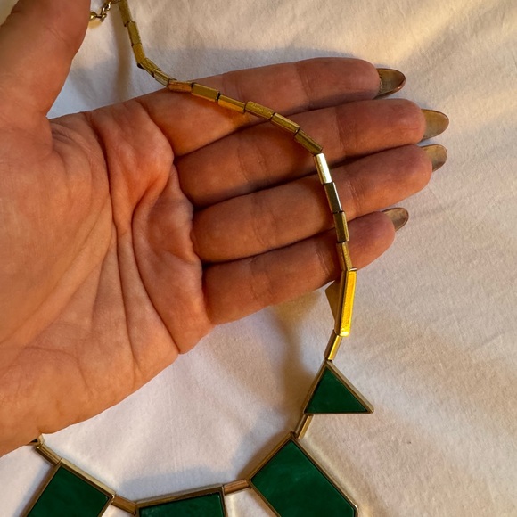 House of Harlow 1960 | Geometric Green and Gold Necklace - Picture 4 of 6